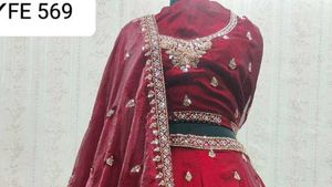 Elegant Red Embroidered Lehenga Choli