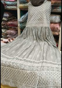 Elegant Gray Embroidered Dress