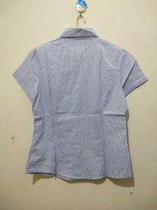 Mark And Spencer Blue White Striped Formal Shirt