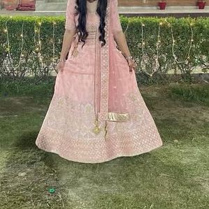 Peach Engagement Lehenga Stitched