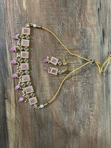 Pink Stone Choker &amp; Earring Set