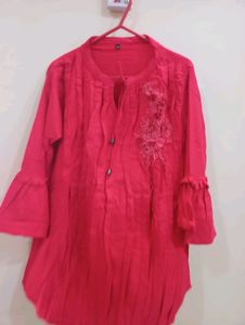 Red Colour Top With Important Fabric