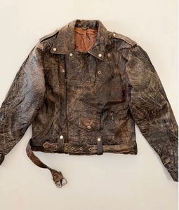 Vintage Brown Leather Biker Jacket
