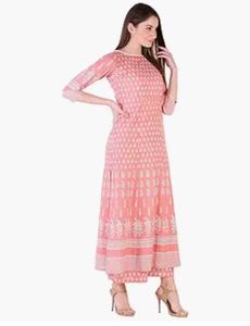 Elegant Pink Printed Kurta set