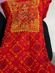 Red Embroidered Kurta Set