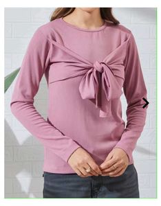 Pink Tie-Front Long Sleeve Top