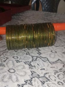 Green &amp; Gold Bangle Set
