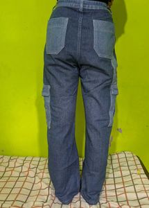 Two-Tone Denim Cargo Pants