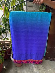 Blue &amp; Teal Embroidered Saree
