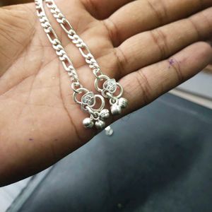 Pure Silver Fancy Figaro Chain Ghungroo Anklets