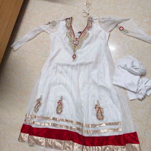 Elegant White Embroidered Anarkali Suit