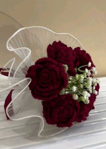 😍❤️ Maroon Crochet Bouquet 💐