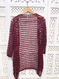 Maroon Crochet Cardigan C