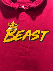 Mr Beast Red Graphic Spell Out Hoodie