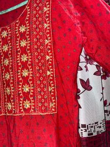 Red Embroidered Kurti