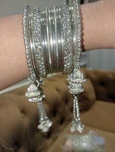 Silver Oxidised Bangles One Set