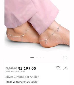 Giva 925 Real Silver Zircon Leaf Anklet(1 Piece)