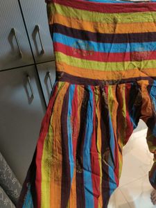 Colorful Striped Harem Pants And Duppata
