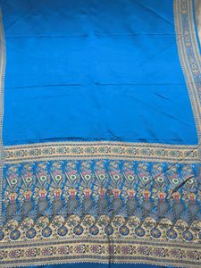 Pure Handloom Satin Silk Saree Blue Colour