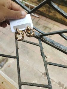 Gold Circle Drop Earrings