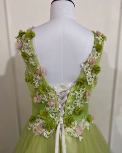 Lime Green Tulle Formal Dress