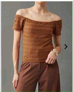 Brown Off-Shoulder Top