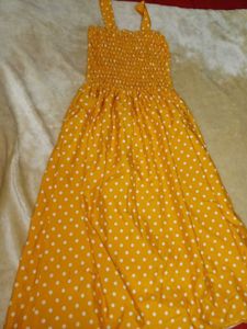 Yellow Polka Dot Smocked Dress