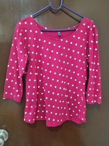 Rose Pink Polka Dot Top