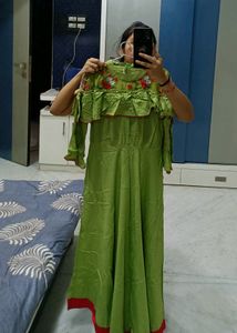 Beautiful Ruffle Sleeve Long Gown