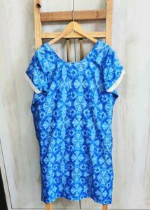 Blue Printed Cotton Kurta size-46-48