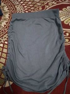 Gray Ruched Mini Skirt