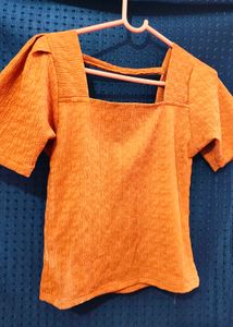 Orange Square Neck Top