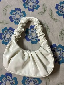 White Ruched Handbag