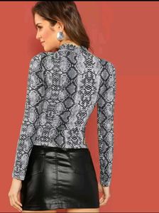 Snakeskin Print Mock Neck Top Size XS - S