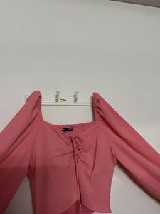 Wild Fable Pink Ruched Crop Top