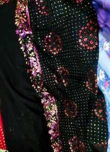 Black Saree with Floral Embroidery