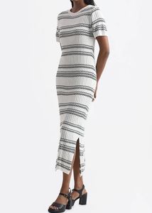 Wardrobe Westside Striped Bodycon Off-White Dress