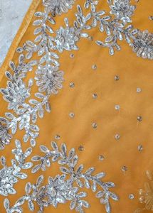 Mustard n silver work saree