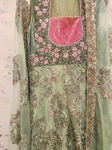Green Embroidered Ethnic Gown