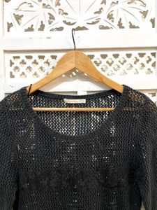 Black Crochet Laced Top By Sweet