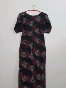 Cotton Straight Black Long Kurti