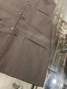 Men Brown Mandarin Collar Stitched Nehru Jacket
