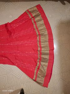 Coral Embellished Anarkali Dress