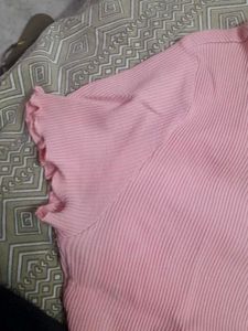 Zudio Pink Ribbed Top