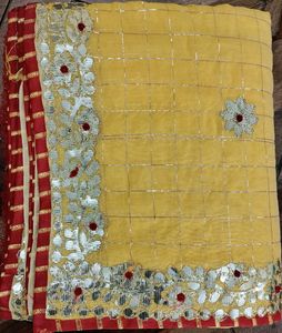 Yellow Saree With Gotta Patti Work