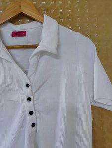 White Button-Up Mini Dress