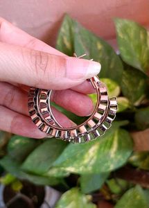 Gold Oxidised Jhumkas &amp; Silver Hoop Earrings Combo