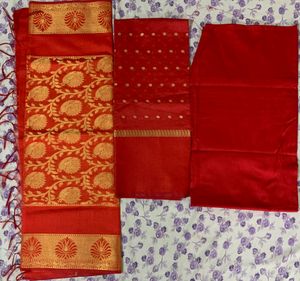 Unstiched Suit Set With Banarasi Dupatta
