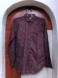 Patterned Burgundy Long-Sleeve Shirt