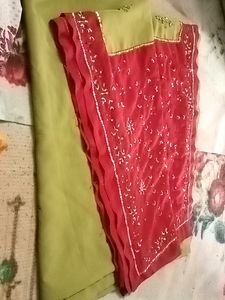 Light Olive Colour Saree With Sequence Work